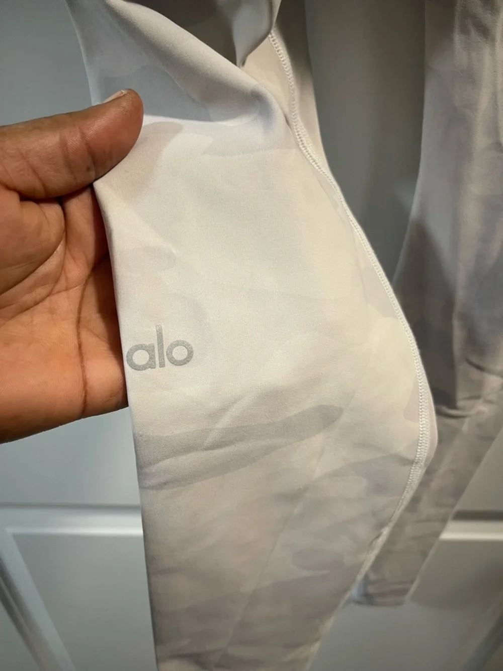 ALO Yoga Light Gray Active Top with Subtle Logo